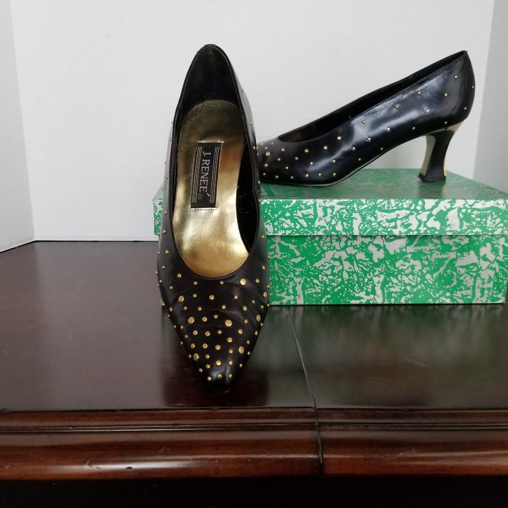 J. Renee' Navy Studded Pumps